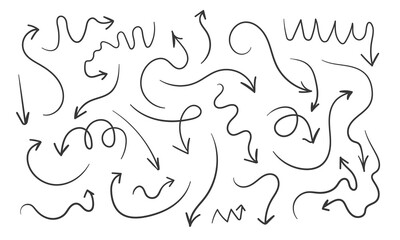 Arrows clipart doodle outline on white background. Vector illustration