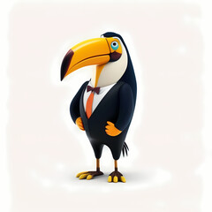 Toucan Business Suit Isolated White. Generative AI
