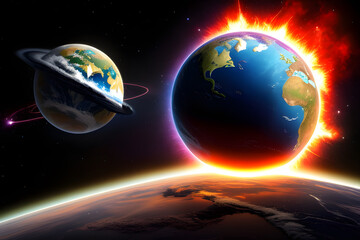 3d rendered illustration of an asteroid impacts earth