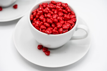 Cinnamon mini hearts in the shape of heart with coffee cup