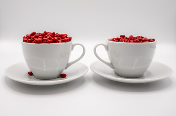 Cinnamon mini hearts in the shape of heart with coffee cup