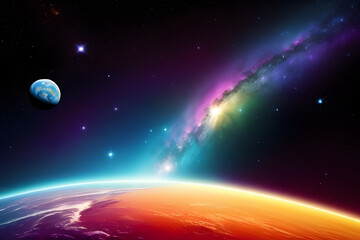 Fototapeta na wymiar Abstract Smooth Beautiful Planet In A Colorful Galaxy Artwork