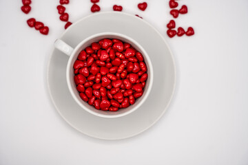 Cinnamon mini hearts in the shape of heart with coffee cup