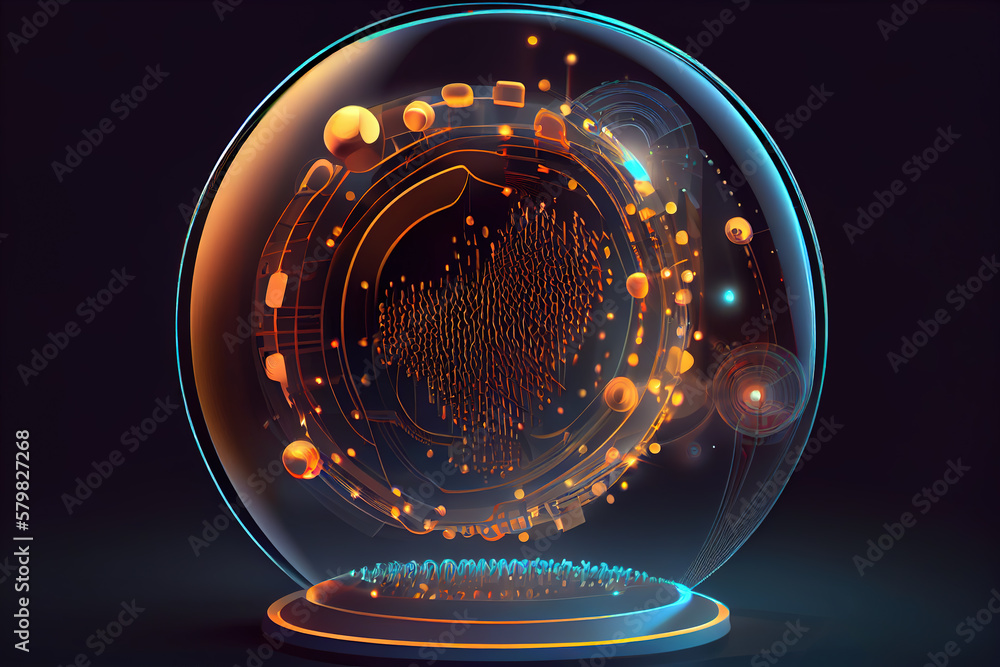 Poster abstract 3d futuristic object. generative ai