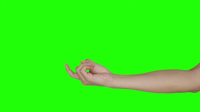 Come here hand sign green background	
