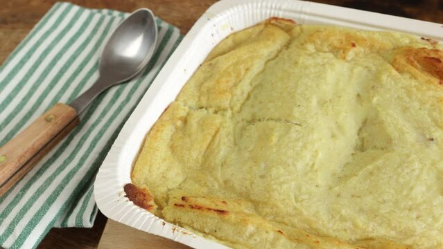 plat de brandade de morue industrielle en gros plan