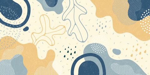 Fototapeta premium Cute doodle pattern background with abstract shapes.