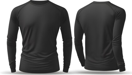 A black shirt with long sleeves and a round neck created with Generative AI technology