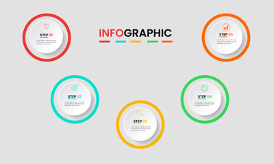 5 steps infographic vector design with icons or 5 options. Infographics for business concepts. Can be used for presentation.