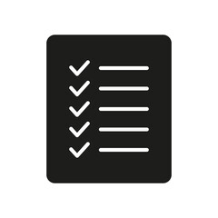 List icon, Menu symbol, Checklist icon solid style, glyph flat icon. Vector design element.