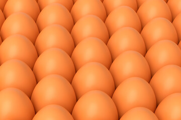Many farm raw organic brown chicken eggs background from local market