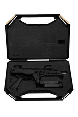 A modern automatic carbine chambered for 9mm pistol caliber. Weapons for the police, army and special units. Isolate on a white back.