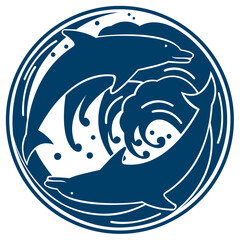 家紋風デザイン / イルカ