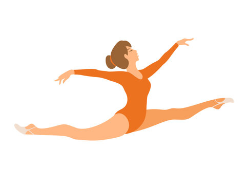 Rhythmic gymnastics girl jumping in a twine