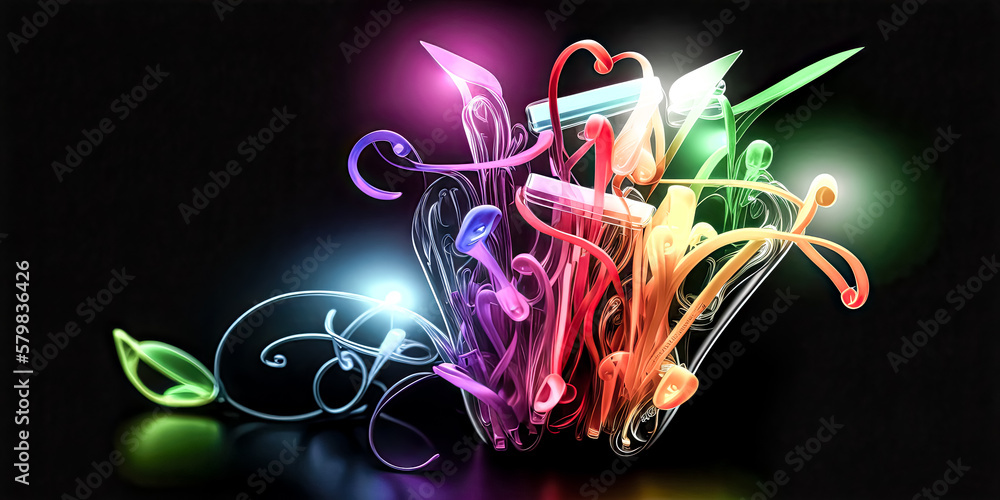 Poster a delicate arrangement of vibrant blue paperclips forms an intricate design on a white background - 