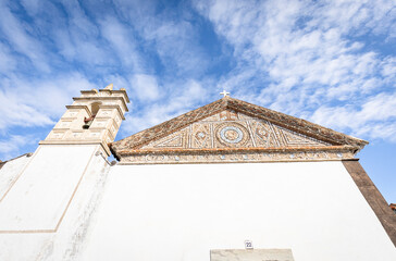 Facade of Our Lady of the Conception chapel in Alcáçovas, municipality of Viana do Alentejo,...