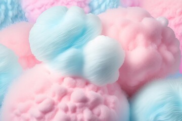 Colorful pink fluffy cotton candy background, soft color sweet candyfloss. AI Generation
