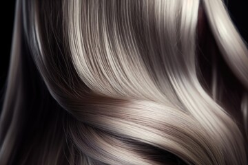 Naklejka premium Beautiful healthy shiny hair texture with highlighted golden streaks. AI Generation