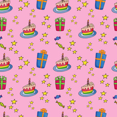 vector illustration seamless pattern birthday pink