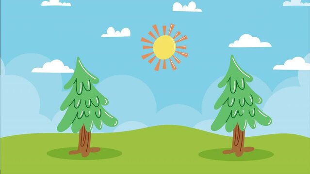 landscape scene with pines animation