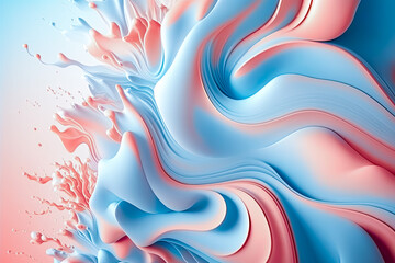 Obraz premium Abstract Coral Blue Pastel Fluid Texture Wave Background. Generative Ai, abstract, coral, blue, pastel, fluid, texture, wave, background, generative, ai, art, design, illustration.