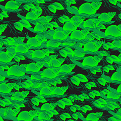 Green Snails and Leaves Seamless Pattern Background