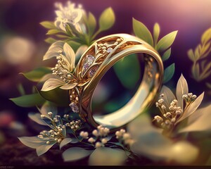 luxury gold wedding rings , ai generated	