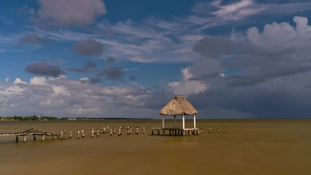 Turbid waters mixing with the sea of Corozal, Belize. Time lapse