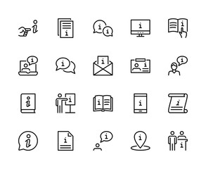 Information vector linear icons set. Info Isolated icon  collection on white background. Information symbol vector set.