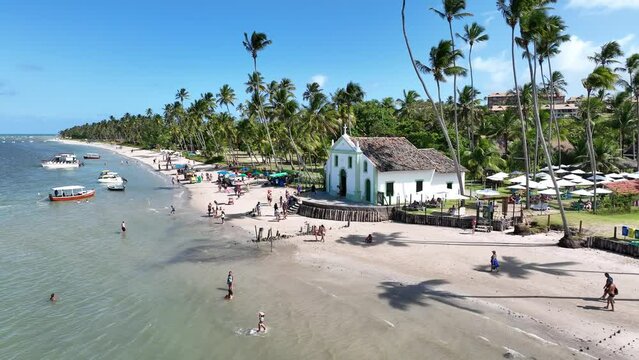 Carneiros Church At Carneiros Beach In Pernambuco Brazil. Famous Church. Nature Landscape. Background Scenery. Travel Destinations. Carneiros Beach Pernambuco. 