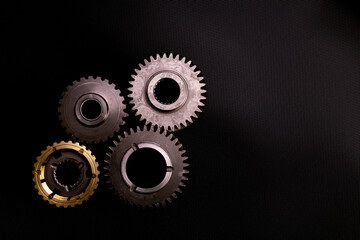 Fototapeta na wymiar gears on black background