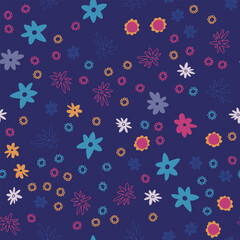 Colorful floral pattern in trendy minimalist style. Hand drawn abstract plant seamless pattern for wrapping paper, cover, textile, wallpaper, banner, cards