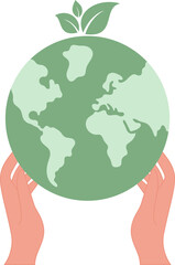 Hands holding globe, earth. Earth day concept. Earth day illustration illustration for poster, banner, print, web. Saving the planet, environment. Cartoon flat style illustration 