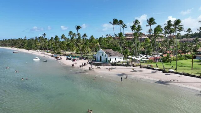 Carneiros Church At Carneiros Beach In Pernambuco Brazil. Famous Church. Nature Landscape. Background Scenery. Travel Destinations. Carneiros Beach Pernambuco. 