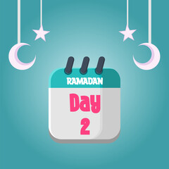 Daily Ramadan Day calendar icon. Wednesday, March 22, 2023. EPS 8 format