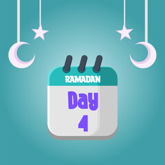 Daily Ramadan Day calendar icon. Wednesday, March 22, 2023. EPS 8 format