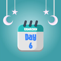 Daily Ramadan Day calendar icon. Wednesday, March 22, 2023. EPS 8 format