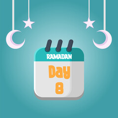 Daily Ramadan Day calendar icon. Wednesday, March 22, 2023. EPS 8 format