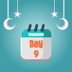 Daily Ramadan Day calendar icon. Wednesday, March 22, 2023. EPS 8 format