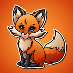 Obraz premium Cute fox cartoon illustration in sticker design baby wild animal