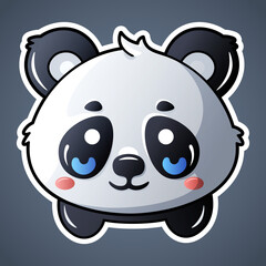 Cute panda face logo design in cartoon style baby wild animal