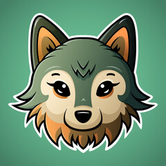Cute wolf face logo design in cartoon style baby wild animal