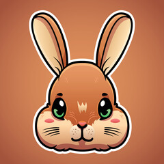 Cute rabbit face logo design in cartoon style baby wild animal