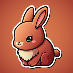 Cute rabbit cartoon illustration in sticker design baby wild animal