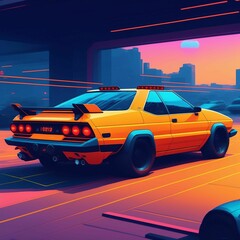 Obraz premium cartoon car on the road