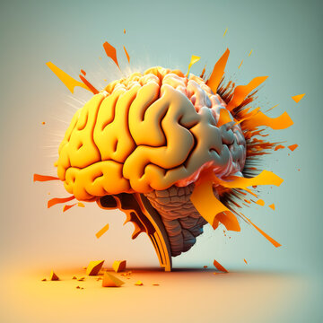 a human brain exploding with knowledge and creativity, generative ai