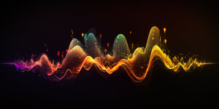 colorful abstract particle soundwave background, generative ai