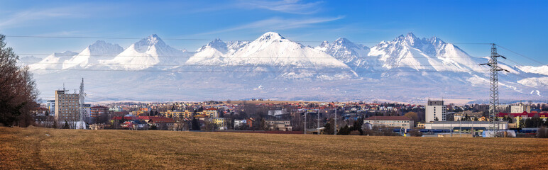 View to Poprad town under the High Tatras Mountains.
