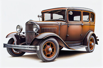 Vintage car on white background created with AI	