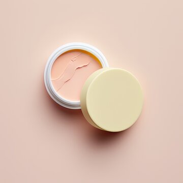 Blank Unlabeled Cream Blush Mockup. Generative AI